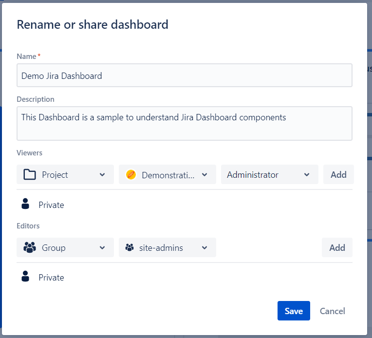 Rename or Share Dashboard Pannel 
